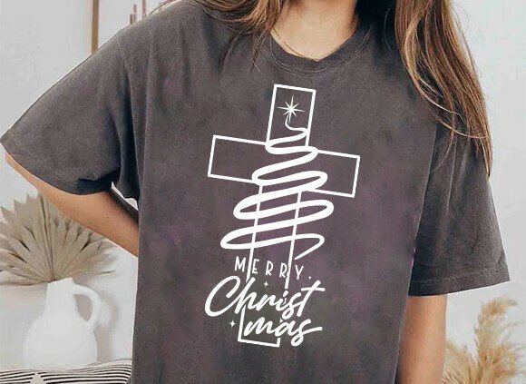 Christian Christmas Cross Svg, Christ Svg T-Shirt Designs