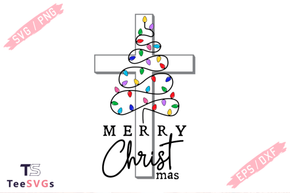 Christian Christmas Cross Tree SVG PNG for T-Shirt Designs