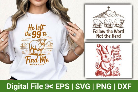 Christian Faith Bundle Sheep and Bunny T-Shirt Designs