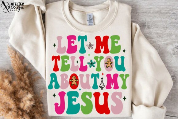Jesus Christmas SVG PNG, Faux Glitter Re