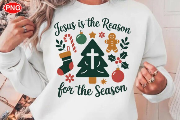 Jesus is the Reason PNG, Floral Christmas T-Shirt Designs