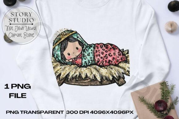 Nativity Glitzier Baby Jesus Manger T-Shirt Designs
