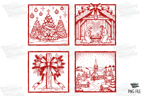 Retro Christian Christmas PNG for T-Shirt Designs